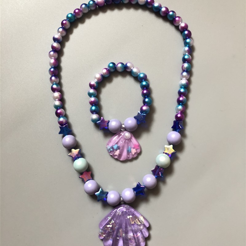 项链小女孩贝壳饰品配饰可爱公主卡通闪亮首饰挂件儿童手链戒指