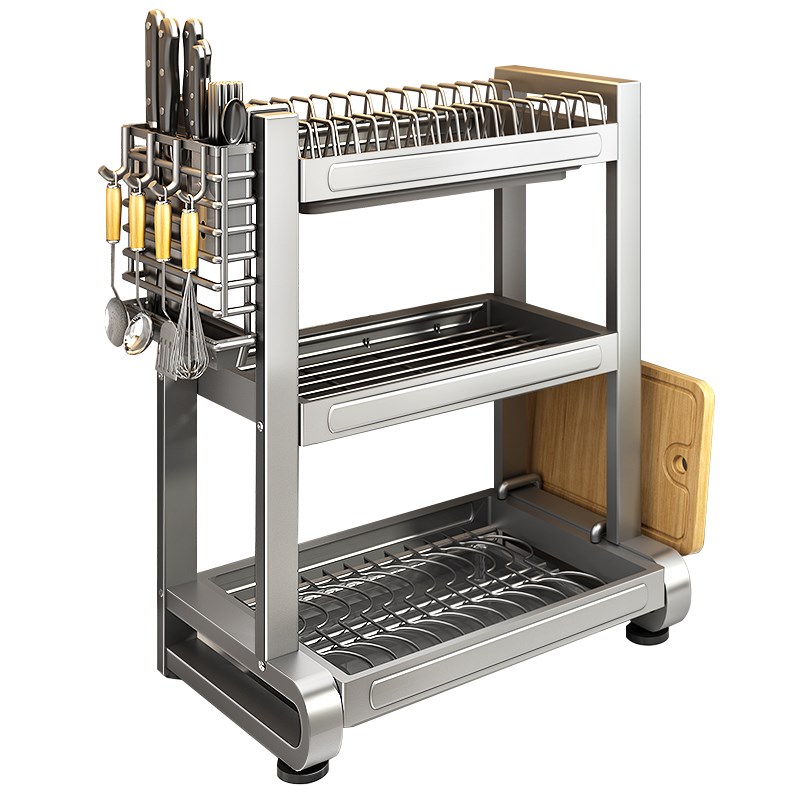 不锈钢碗碟收纳架碗盘沥水厨房置物架多功能放碗盘子碗筷家用碗架