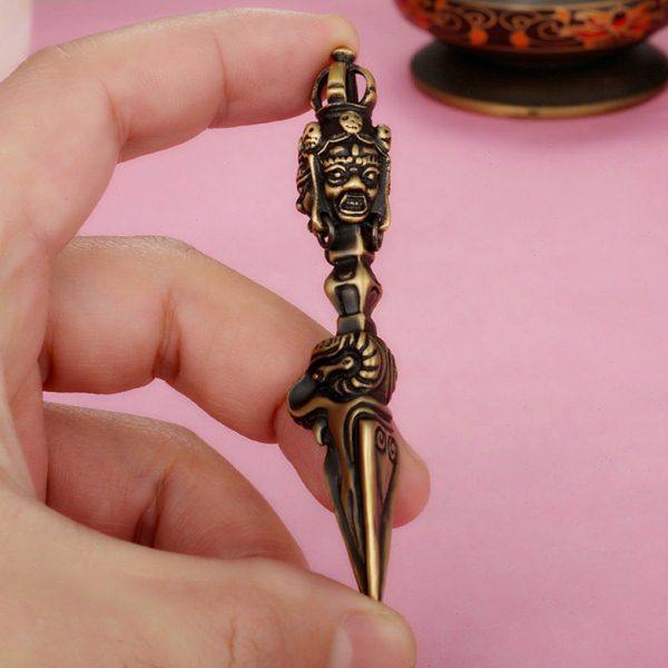金刚杵法器尼泊尔纯铜三面普巴金刚杵橛吊坠男女古铜