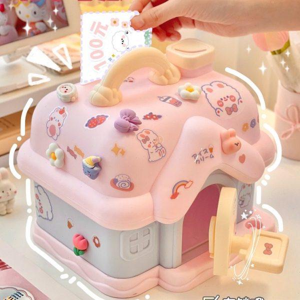 开学季新款存钱罐儿童可爱小房子储蓄罐带锁钱箱送女孩礼物储钱罐