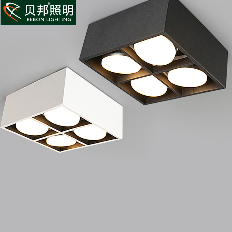 LED筒灯明装吸顶灯四头斗胆灯盒仔灯客厅无主灯照明