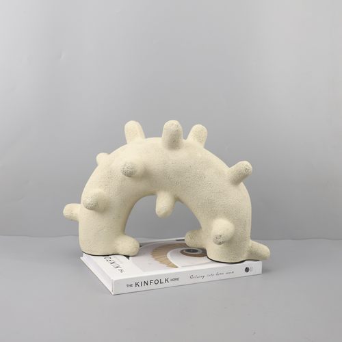 现代简约多刺波点几何半圆形树脂摆件客厅玄关书房样板房家居饰品