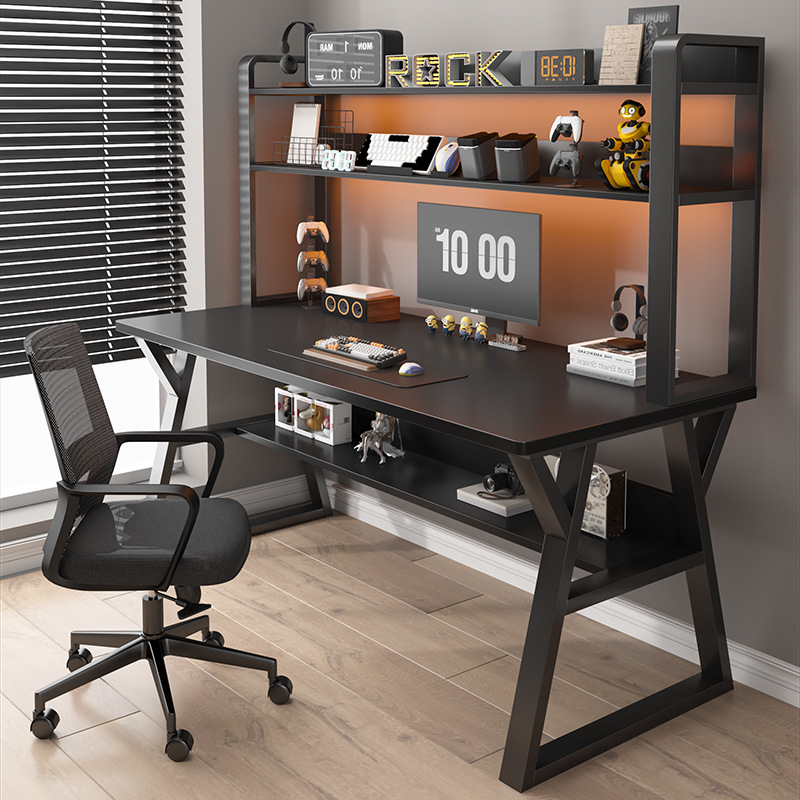 电脑桌台式桌家用书桌书架一体桌学生学习桌简约卧室桌椅组合套装