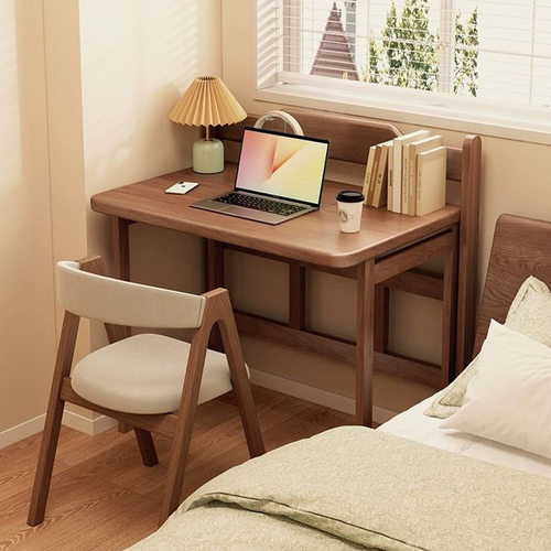 实木折叠书桌家用学生电脑桌卧室小户型学习桌床边写字桌简易桌子