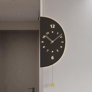 205新款 双拐面转角F977M66M挂钟家用客厅代简约角创意时钟壁2现灯
