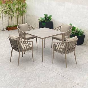 户村外桌椅庭院别墅花园露详情所示台椅度假天休闲编绳铝合金桌椅