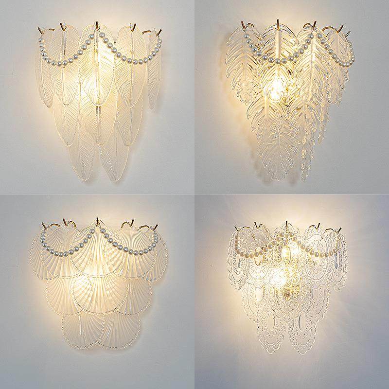 代法奢壁灯网红卧室床头灯现客厅电视墙壁987灯式个性树轻叶玻璃