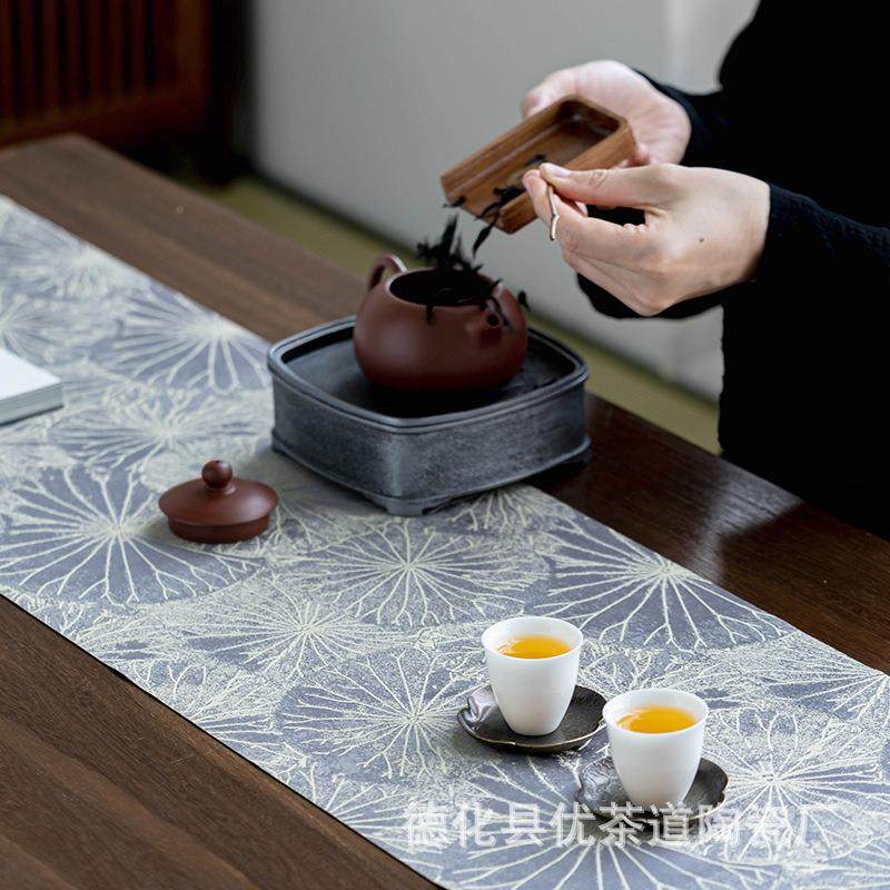 优茶道清荷茶新中式禅意防桌水桌布垫子高HPQ奢端轻茶布茶垫桌席,居家布艺,桌旗,淘宝优惠券,粉丝福利购,淘宝优惠卷