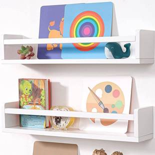 3pcs实木24英寸置志搁板儿童杂绘架本收纳壁物挂书玩偶摆件储物置