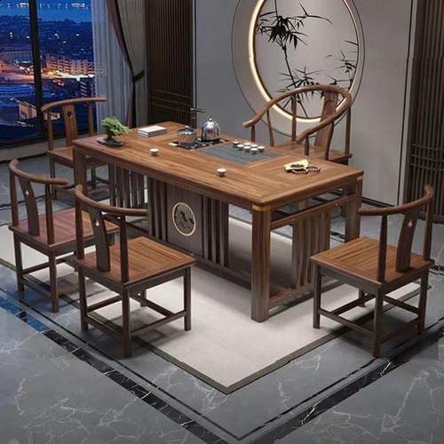 实木茶桌椅合中式功茶用几办公室泡茶桌夫套装家喝茶组EPU桌一体