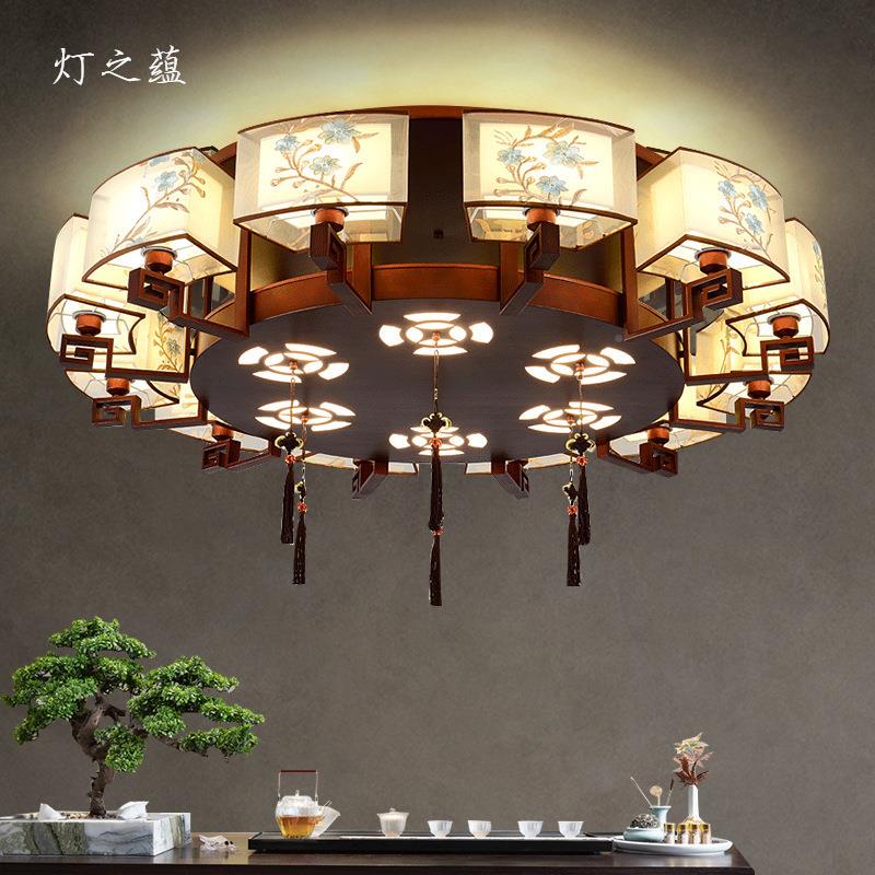 新中式圆形吸顶灯大山气客厅灯277卧灯仿中灯具圆桌餐厅室大吸顶