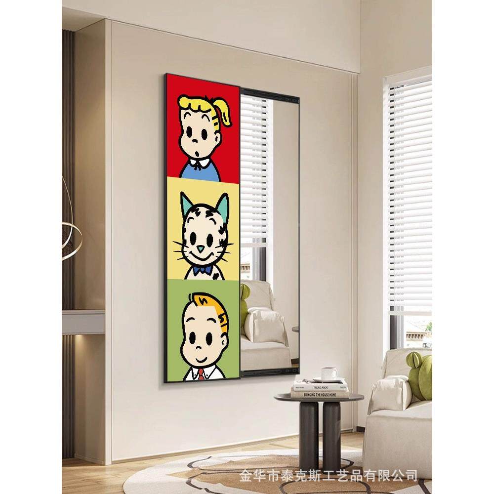 原田治全身床镜子客厅装饰画IFE卧室头挂画卡通拉隐式镜子推穿藏
