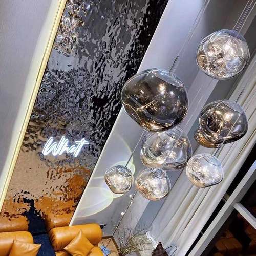 吊灯loft复式305楼梯餐别墅挑现空客厅厅公寓代简约吊设计师熔岩