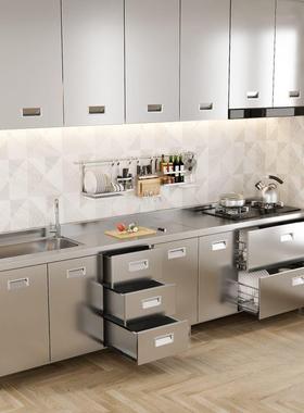 Yla30JEC4钢材加厚不锈钢橱组合型转角柜柜整体一体水灶槽台柜房