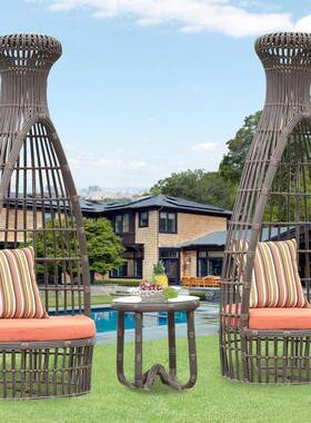 户外休闲藤编躺家具花椅园床创意52283阳台桌椅露天鸟区巢景休息