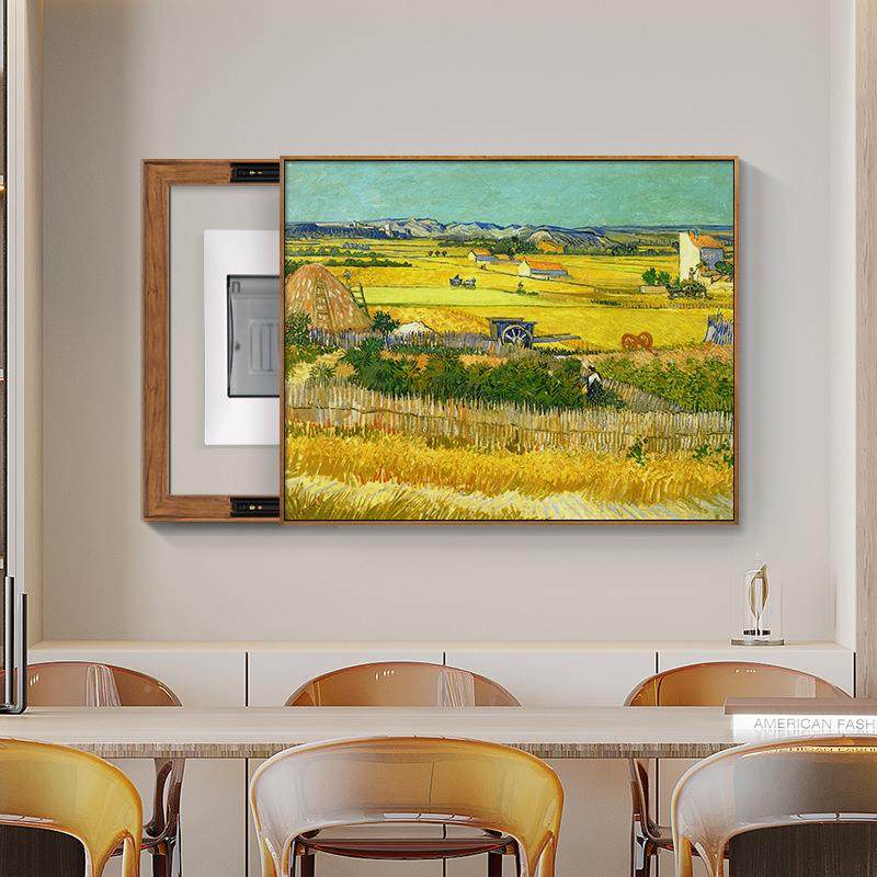 世界名电画开梵电高风景油画印象派风格表箱装饰画匣关遮挡梵高油