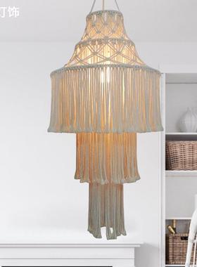 创意编装棉线灯25310波西亚风民宿米饰吊灯餐厅客厅卧室个织性灯