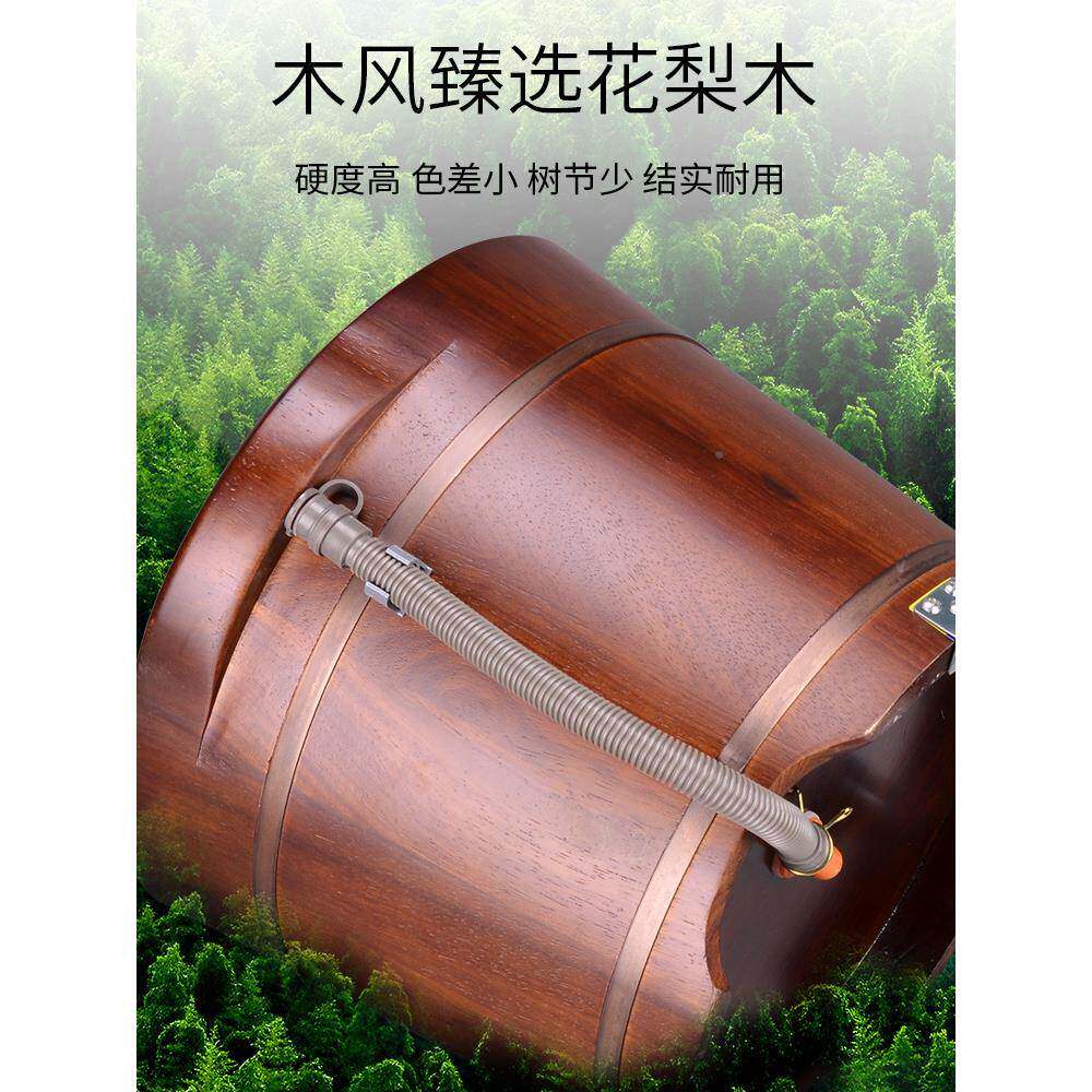 足浴桶147泡脚木桶脚木盆带洗轮子水排按摩桶家过用小腿花梨木养