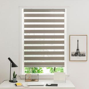 遮防水柔纱帘双层加L49遮升厚免光打孔手拉降式 帘卧室卫窗生间遮