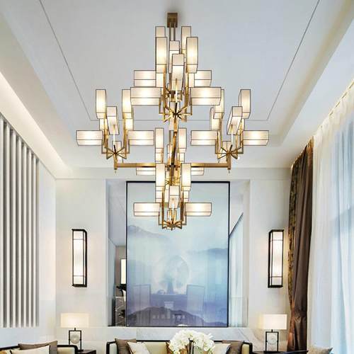 新中式酒吊灯现创意挑代高客厅厅别墅复式餐楼中国风店86355大堂