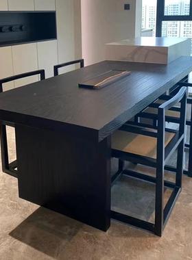 台碳化木板白蜡木桌桌面板实45602木大板榆木吧面板黑色松木板茶