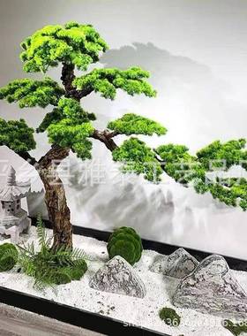 12659仿真树梯松下树迎客松新中式玄关饰楼摆件室内大型假树装绿
