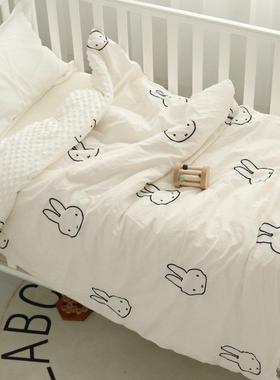 儿童被子通棉刺绣水洗棉豆绒款LC21706新生儿宝宝可脱花纯胆小被