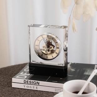 水客晶装饰件时钟感床头摆公台式厅时钟办室ltao1009家用座钟轻奢