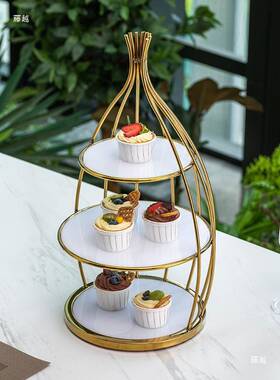 婚台庆甜品摆件展架三层甜点蛋糕茶架子下tj#sdhys午点心架冷餐示