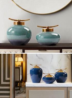 新中板样陶瓷摆件客WQI厅玄关橱式窗茶室饰品博房古架售楼处软装