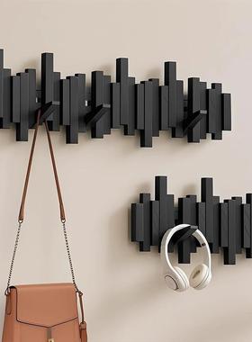 钢键挂钩玄关入挂户门实木衣衣架置FTK物收纳墙上挂免打壁孔衣琴