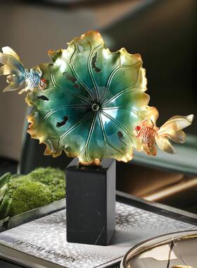 创意家居理软装大石荷叶工属RD7576艺品摆件样板饰房办公桌电视柜