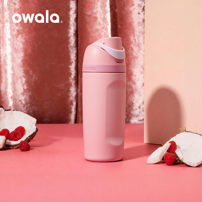 OWALA Freesip保温保冷吸管杯不锈钢大容量弹盖校园儿童水杯475ml