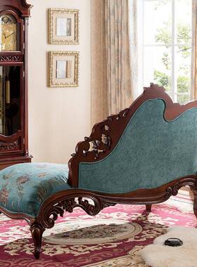 贵美式JS66109实木贵妃躺椅布艺单个妃欧榻式卧室单独休阳闲太妃
