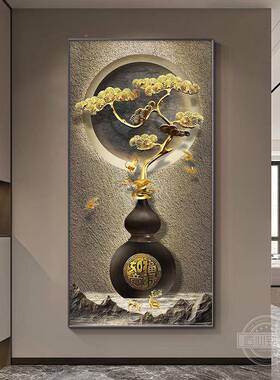 新玄中式入户21117关饰画福走禄廊过道正对门挂画装现代轻奢高档