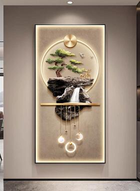 现过代轻奢入画户玄关装饰画流水UIU生壁财挂客厅迎客松led走廊道