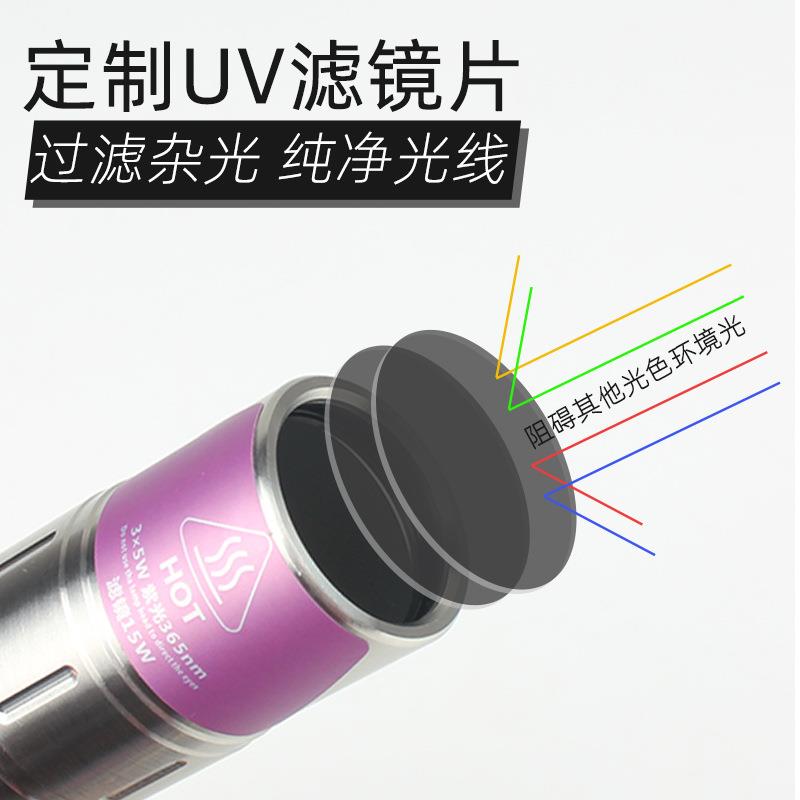 宠物猫癣灯光紫光纸荧检测验钞币RJG伍德氏不锈钢紫线外手电筒紫