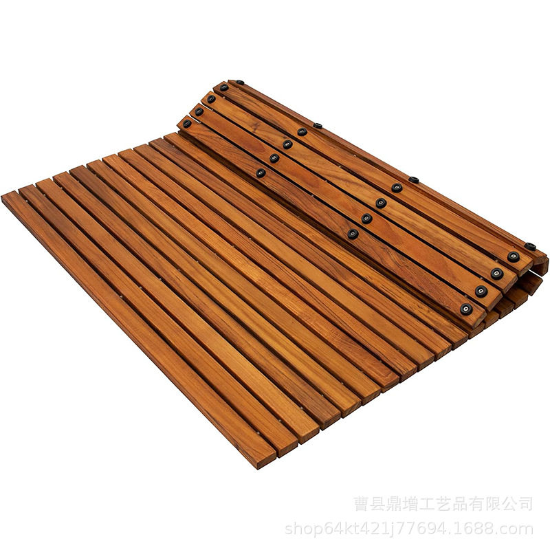 可折叠防腐实木浴室地垫排水淋浴房防滑木踏板保护防滑木制地垫