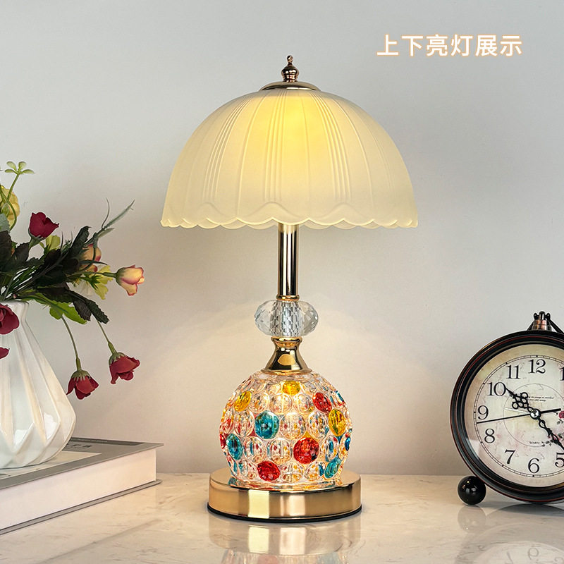 现代简约轻奢新款水晶床头台灯卧室家用婚房装饰灯温馨氛围床头柜