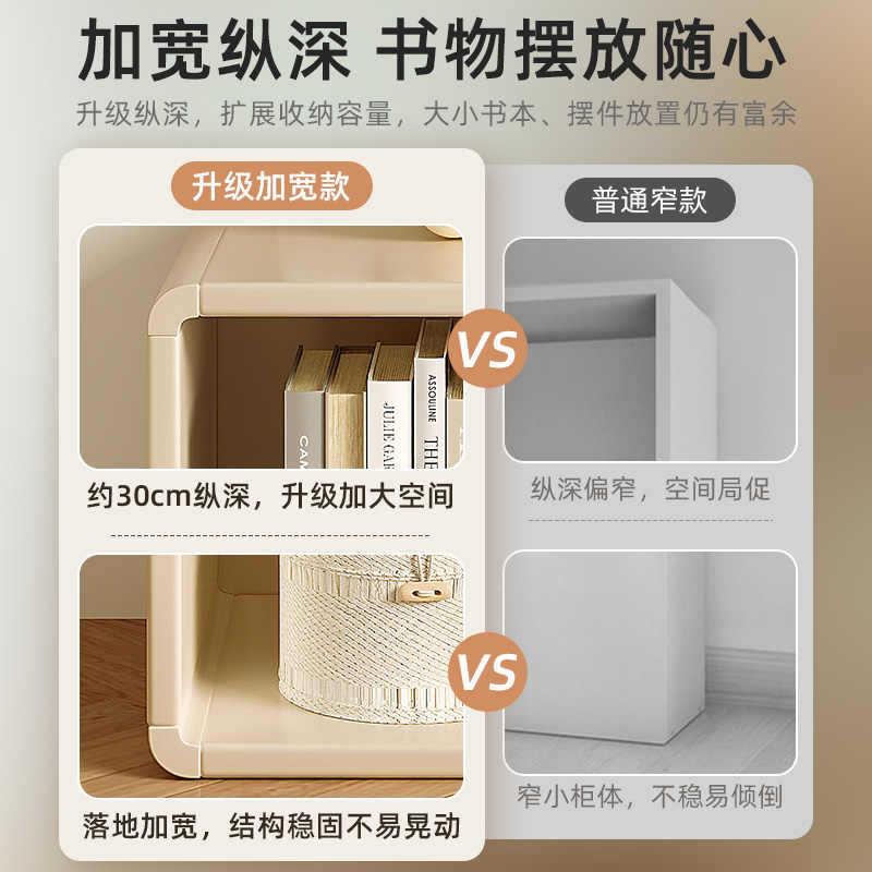 实木9660法式色奶油风格子组柜落地置厅物架客收纳白矮自由合储物