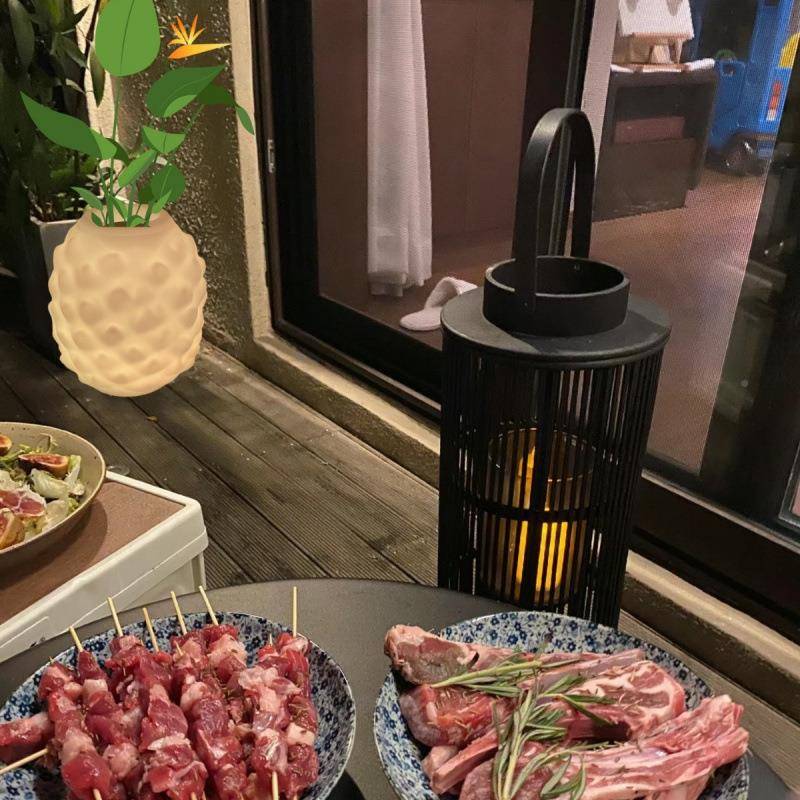 异性发光花盆冰菠萝形发花盆LED装七彩桶光花园美UAL陈饰