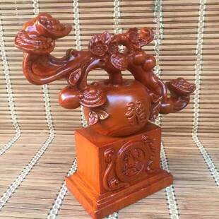 梨平安如意木雕摆件安如平意家居店铺开业桌面摆设实根雕刻木质木