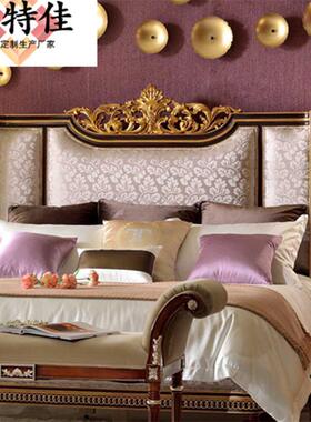 奢式华欧卧室家英式木雕花布艺1.8米主卧实86835床具双人床
