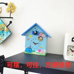 布谷鸟钟咕童儿卡通创意挂闹钟卧室小鸟装饰时OIR钟郭公报时咕钟