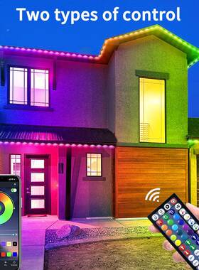 户外屋灯rgb幻彩庭院装饰灯串防FSZ水节日氛围圣檐诞eld装饰屋檐