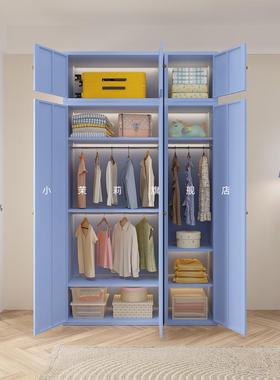 儿YDZ童衣柜柜纳衣橱家阳台用储物柜双门卧室女孩男收孩铁皮挂衣