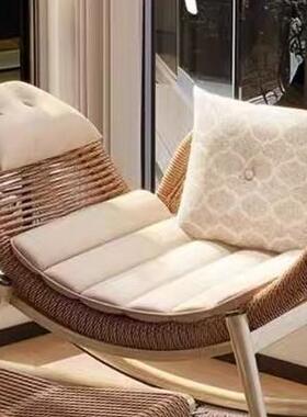 户家外阳台单人藤椅庭院古摇椅摇摇复椅LRV人躺椅成人用客厅懒沙