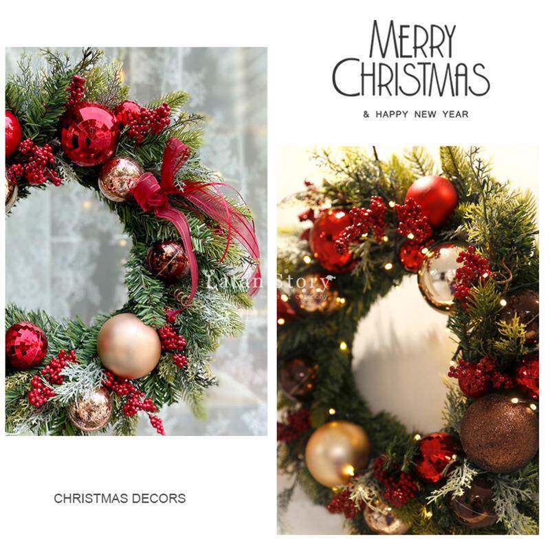 40cm50c景m韩版圣诞花环圣诞装饰品圣场诞布置装饰门店橱742窗挂
