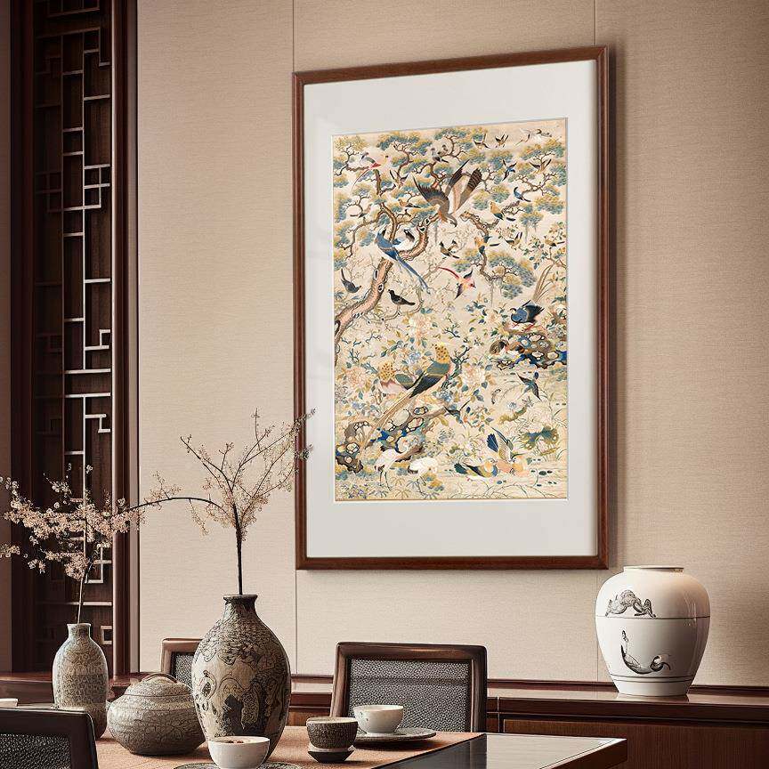 复古花鸟装厅饰画GH2402客厅关玄卧国室餐中风挂画民宿背景中古风