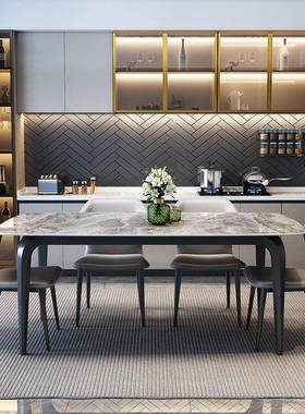 意大式象餐椅20773组合极简现代轻奢岩板桌小户型桌家餐用长方形